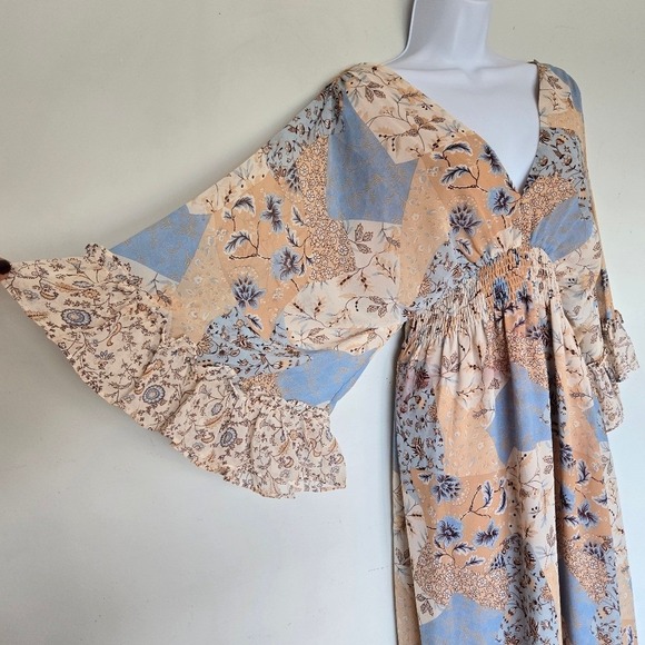 Dress Forum Floral Patchwork Boho Maxi Dress Size S Flowy Romantic Fall Festival - Picture 3 of 15